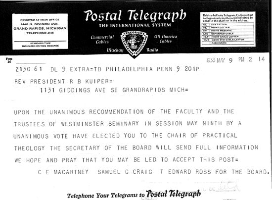 Telegraph to R. B. Kuiper